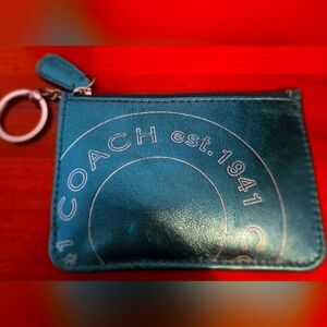 Coach Turquoise Metallic Key Chain Coin/Card Wallet